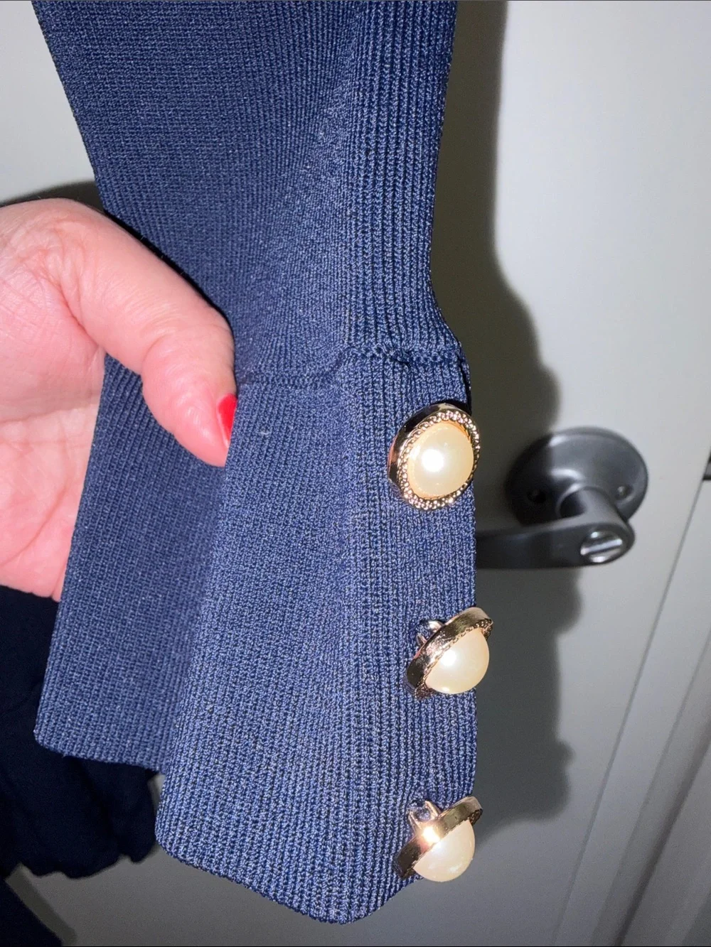 MESHKI PEREESA Navy Long-Sleeve Button Dress M NWOT - Picture 9 of 9